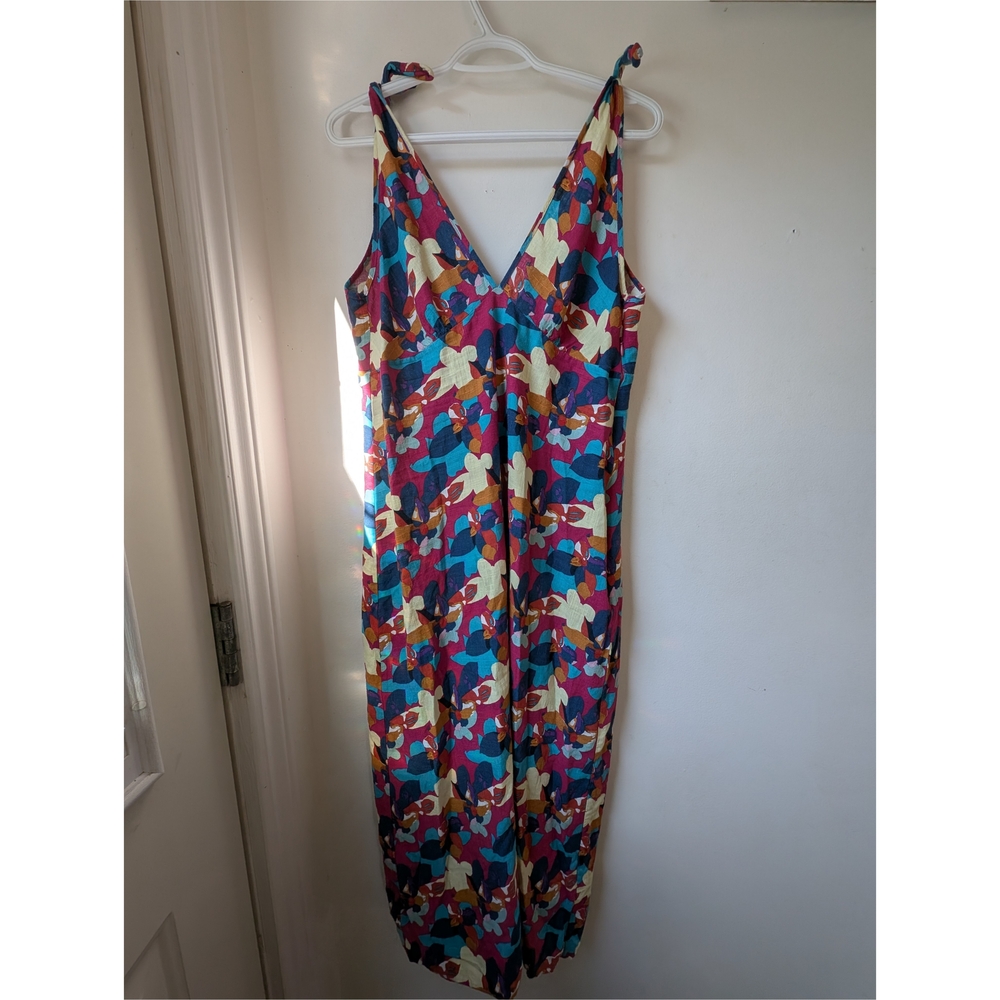 Colourful Pepaloves Maxi Dress Linen Blend Size Large